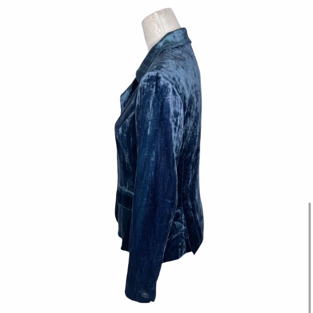 Iceberg Jeans Vintage Y2K Blue Velvet Velour Suit Blazer Pant Set 29 40 Italy - Picture 6 of 16